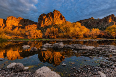 Golden Light On The Goldfield Mountains