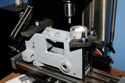 Head assembly prepped for milling