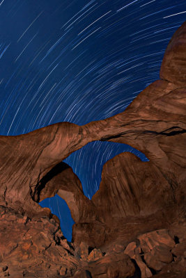 Star Trails over Double Arch