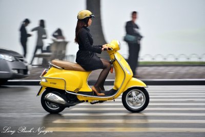 stylish scooter rider, Hanoi, Vietnam