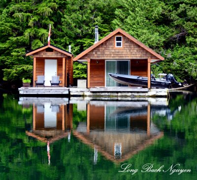 cabins, Julia Passage,  Alma Island,  Vancouver Island,  Canada