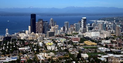 Seattle, Space Needle, Puget Sound, Olympic Mountains, Seattle  