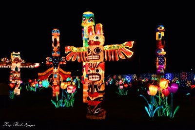 Totem Poles,Luminasia Lantern Festival, WA State Fair, Puyallup, Washington   