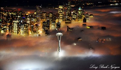 Space Needle, Downtown Seattle, Fog Seattle  