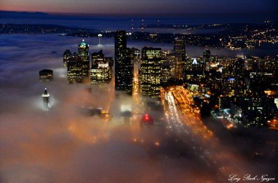 Space Needle, Downtown Seattle, Fog Seattle 