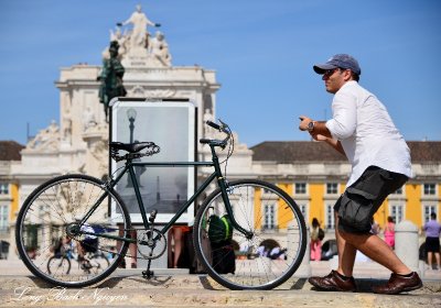 man and his bike, Lisbon, Portugal 