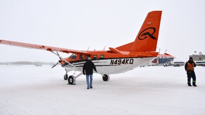 Leaving frigid Edmonton Airport, Quest Kodiak, Canada  