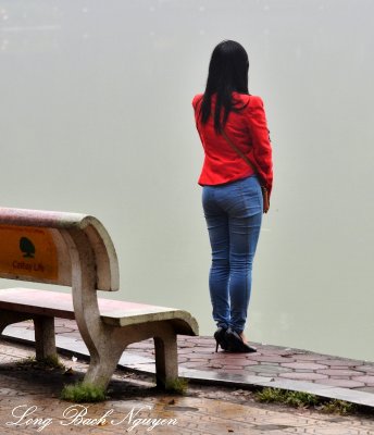 lady in red, Lake Guom, Hanoi, Vietnam  