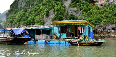life on floating home, Cua Van Floating Village, Ha Long Bay, Vietnam  