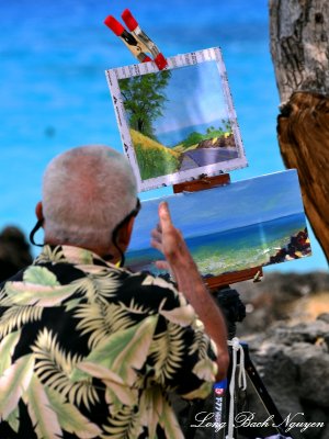 Local artist, Kekaha Kai State Park, Big Island, Hawaii  