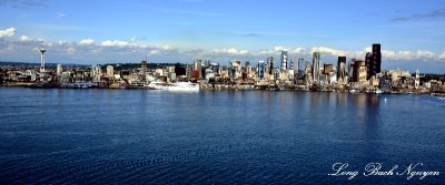Seattle, Waterfront, Space Needle, Great Wheel, Elliott Bay, Washington State 