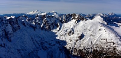 Mt Challenger, Crooked Thumb Peak, Phatom Peak, Mt Fury, Challenger Glacier, Mt Shuksan, Mt Baker, Picket Range, North Cascades 