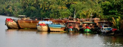 barges on Mekong River Ben Tre Vietnam 