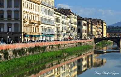 Hotels and Shops along Lungarno Amerigo Vespucci, Florence, Italy  