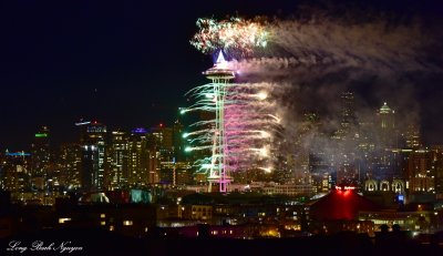 Happy New Year 2015,  Space Needle,  Downtown Seattle,  Washington  