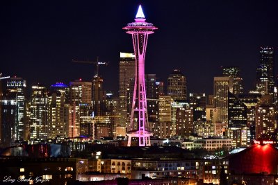 Pink Space Needle, Downtown Seattle, New Year Eve 2104