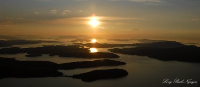 Sunset over Lopez Island, Orcas Island, Shaw Island, San Juan Islands, Gulf Islands of British Columbia