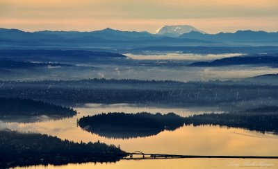 Mercer Island, Interstate 90 Floating Bridge, Seward Park, Lake Washington, Mount St Helens, Washington 