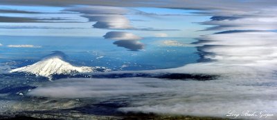 Standing lenticulars over Mt Hood Oregon and Mount Rainier in Washington  