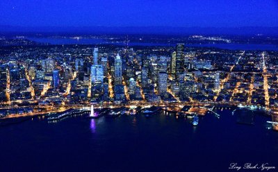 Seattle and Waterfront at Blue Hours Washington 
