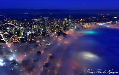 Wave of fog on Seattle Washington  
