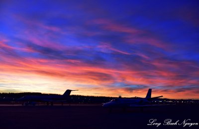 Sunset over Boeing Tower Seattle Washington  