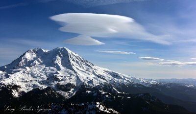 Standing Lenticular Formation over Mount Rainier National Park, Washington State  