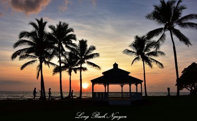 Family Enjoying Sunset, Big Island, Hawaii 