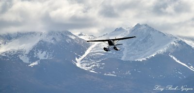 Floatplane landing at Lake Hood Seaplane Base, Anchorage Alaska 