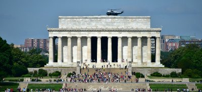 Lincoln Memorial and Marine Helicopters, Washington DC 
