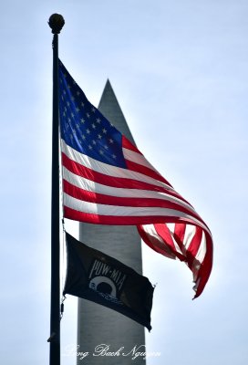 US Flag and Washington Monument, Washington DC  