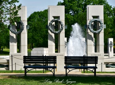 Benches at World War 2 Memorial, Washington DC 