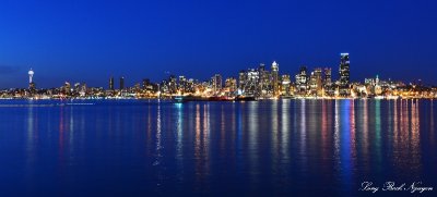 Seattle Skyline and Rainbow of Colors, Elliot Bay, Seattle  