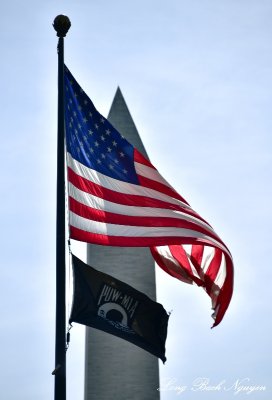US Flag and Washington Monument, Washington DC  