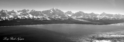 Fairweather Range, Mount Fairweather, Mount Root, Mount Waston, Featherweather Glacier, Pacific Ocean, Alaska 
