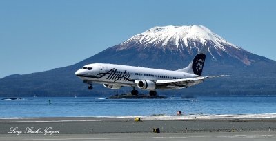Alaska Airlines Boeing 737 land in Sitka Airport, Mt Edgecombe, Alaska  