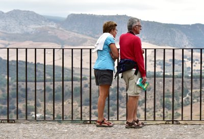 tourists at Plaza de Maria Auxiliadora Ronda Spain 