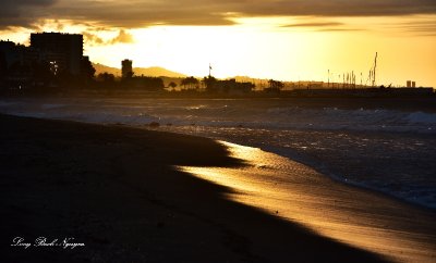 Sunrise on local marina, Marbella, Spain