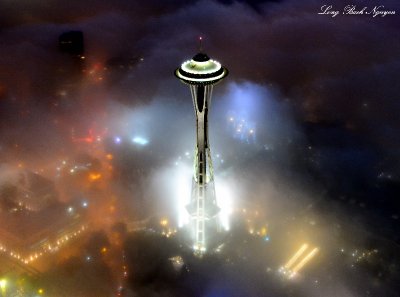 Space Needle above the fog Pacific Science Center, Seattle, Washington 453