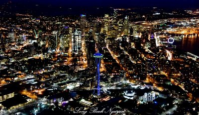 Seahawks Colors on Space Needle, Pacific Science Center, EMP, Downtown Seattle, Washington 226 