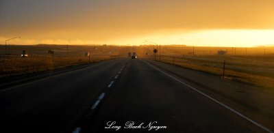 Westbound on Interstate 80 at sunset, Little America Wyoming 142 