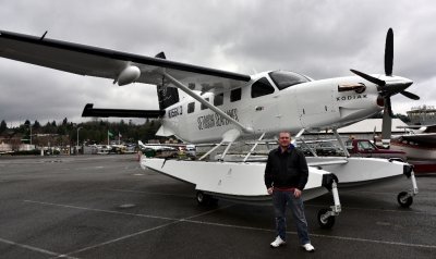 Lee with Quest Kodiak N156KQ at Ace Aviation, Renton Airport, Washington