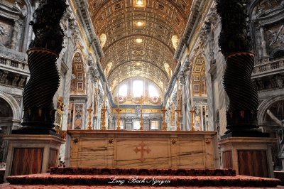 Berninis baldacchino and Altar Madernos nave St Peters Basilica Rome Italy 344  