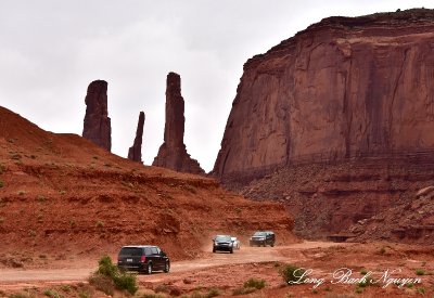 Three Sisters and Mitchell Mesa Monument Valley Scenic Drive Navajo Tribal Park Arizona 691 