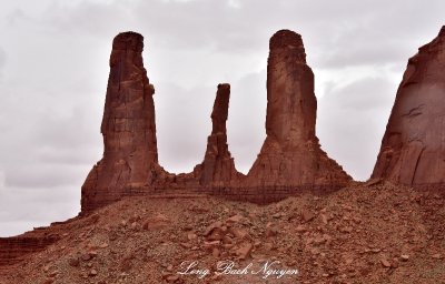 Three Sisters and Mitchell Mesa Monument Valley Navajo Tribal Park Arizona 725 
