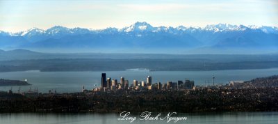 Seattle Sklyine with Puget Sound and The Olympic Mountain Range Washington 151  