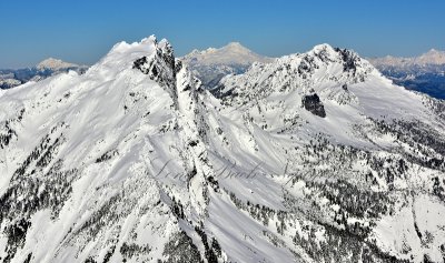 Twin Sisters, Three Fingers, Mt Baker, Whitehorse Mountain, Mt Shuksan part of Washington Cascade Mountain Range 241  