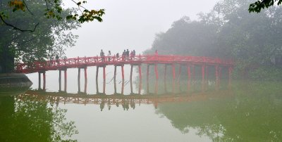 The Huc Bridge on Hoan Kiem Lake in Hanoi Vietnam 020  