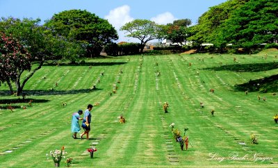 Relatives at National Memorial Cemetery of the Pacific, Punchbowl Crater, Honolulu, Hawaii 029  