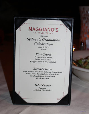 Sydney's Graduation Dinner